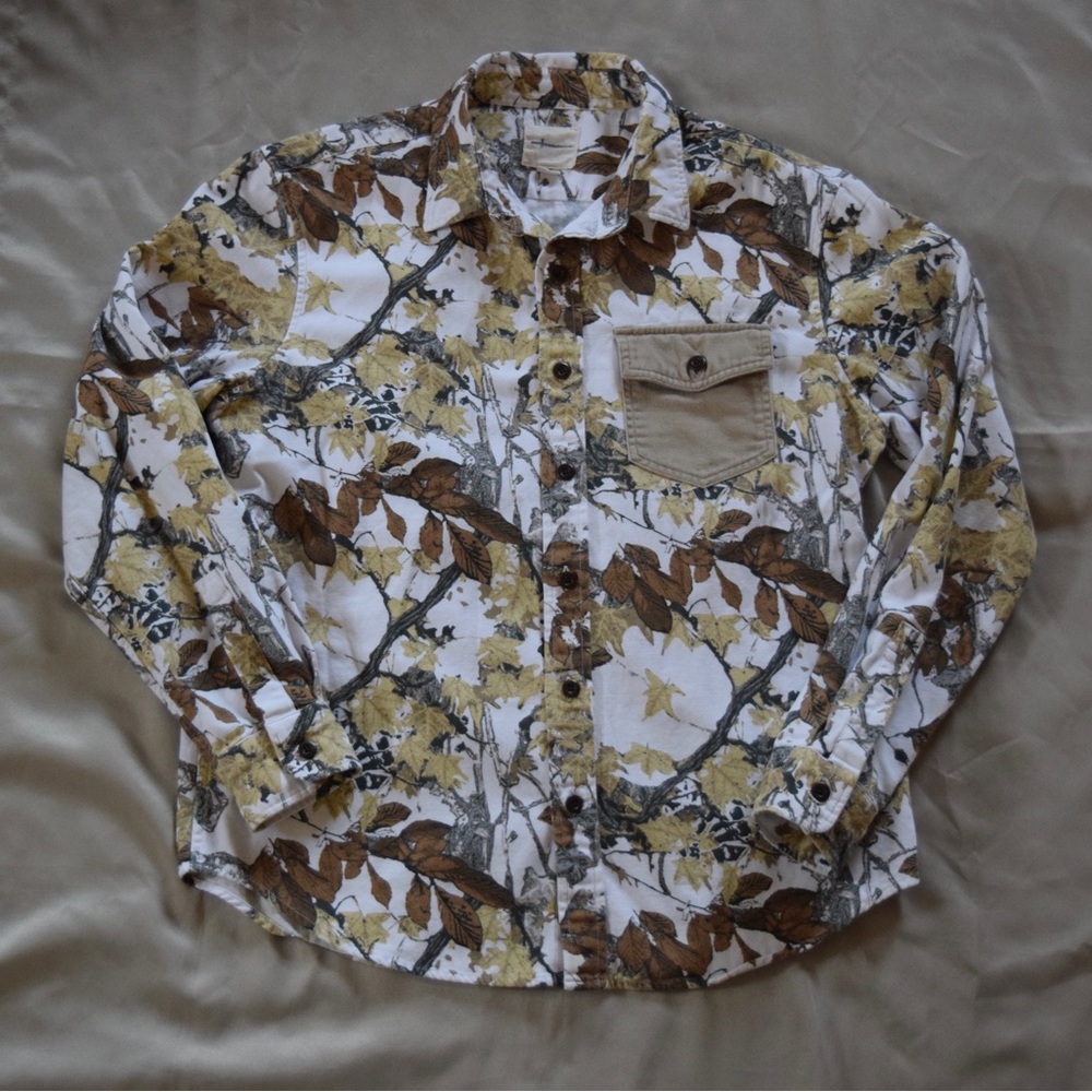 American Eagle Camo Denim Jacket Coat Overshirt Size L